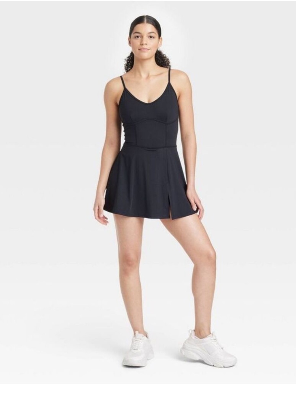 JoyLab Black Skater Dress with Slim Straps